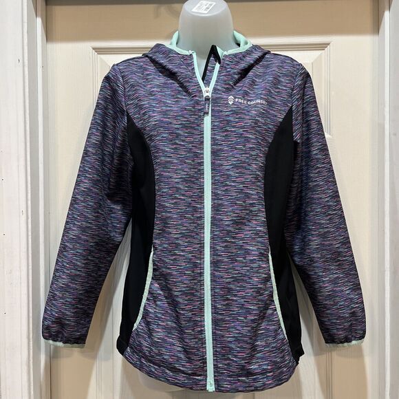 Free Country Girls Full Zip Hooded Softshell Jacket Grey Purple XXL - Picture 1 of 9